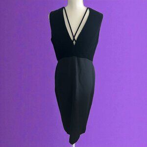 DONALD DEAL Black Velvet V Neck Cocktail Dress Size US 10